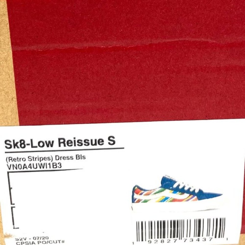 💖MEGA SALE💖VANS Shoes Women's VN0A4UWI1B3 Sk8-Low Reissue Retro Stripes Blue - Picture 2 of 10